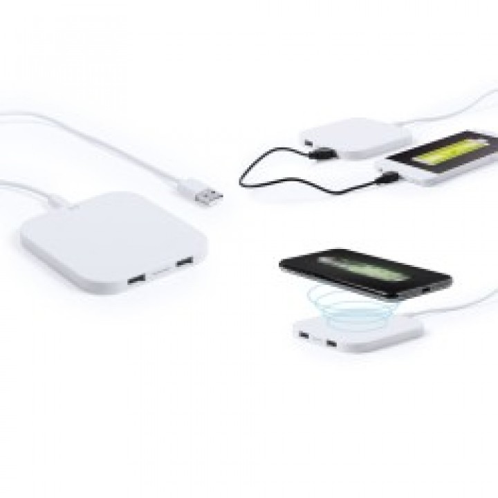 Beyaz İnce Kare Wireless Mobil Şarj Cihazı 9x9 cm Logolu Promosyon Ürün